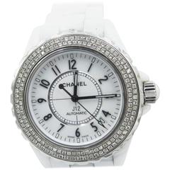 Chanel Lady's Stainless Steel Ceramic Diamond J12 Automatic Wristwatch