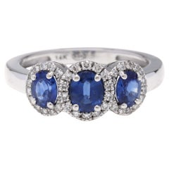 14W 3 Sapphire & Diamond Halo Ring
