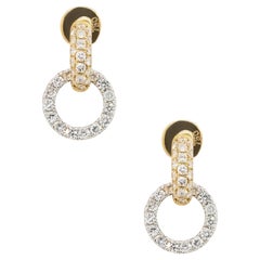 0.72 Carat Diamond Mini Hoop Dangle Earrings 18 Karat in Stock