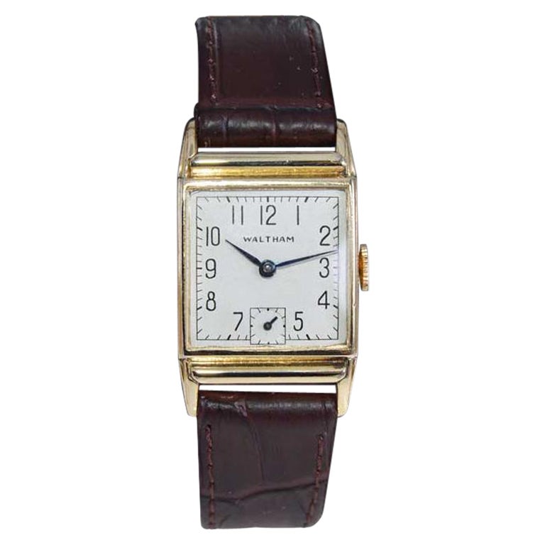 Waltham Gold Filled Art Deco Tank Style Watch, circa 1940's For Sale