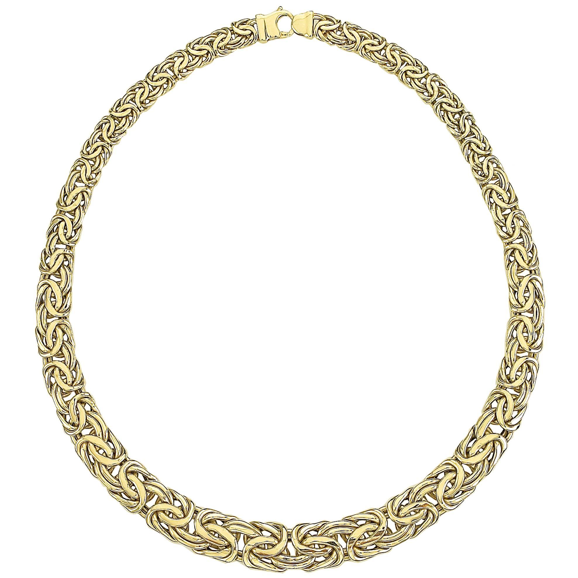 Byzantine Tapered Gold Link Necklace Made in Italy