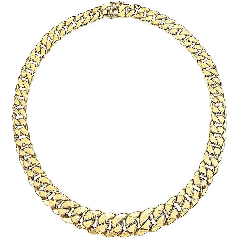 Gold Tapered Curb Link Necklace at 1stDibs