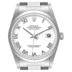 Rolex Datejust White Roman Dial Steel Mens Watch 16200 Box Papers