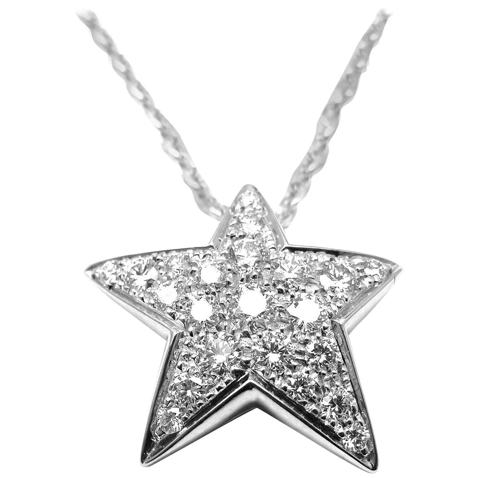 Chanel Comete Diamond Gold  Large Star Pendant Necklace