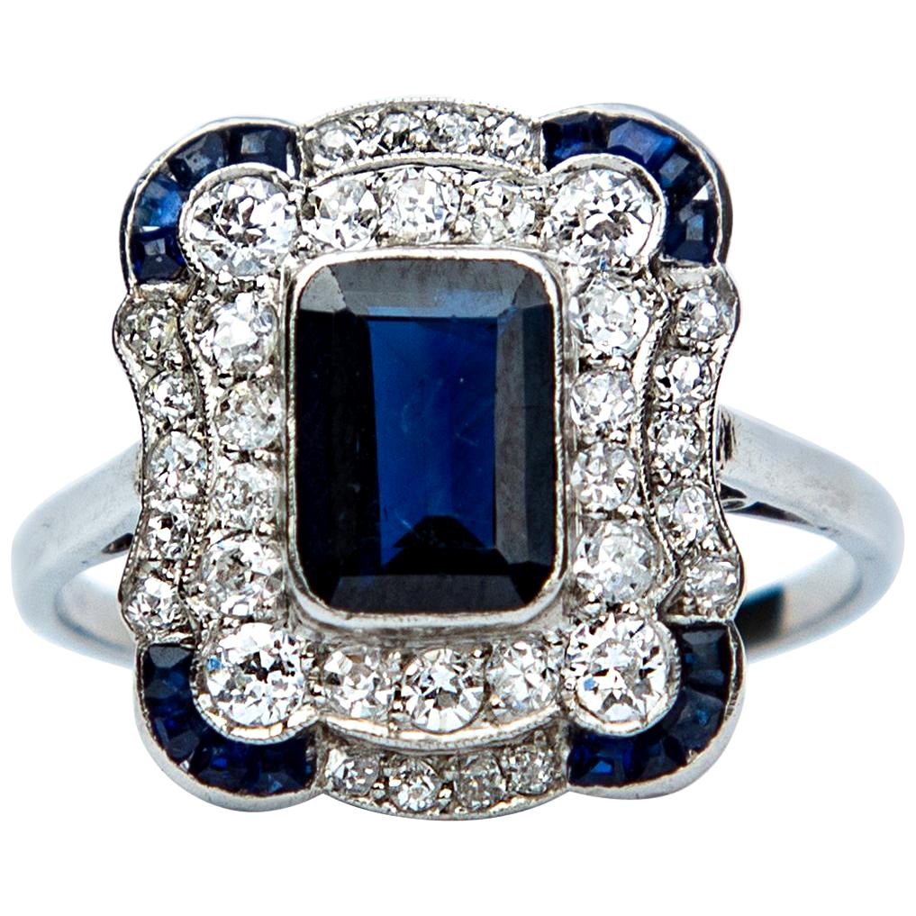 Art Deco Sapphire and Diamond Ring