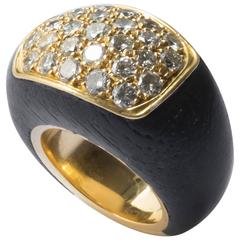 1970s Rene Boivin Paris Diamond Gold Rosewood Ring