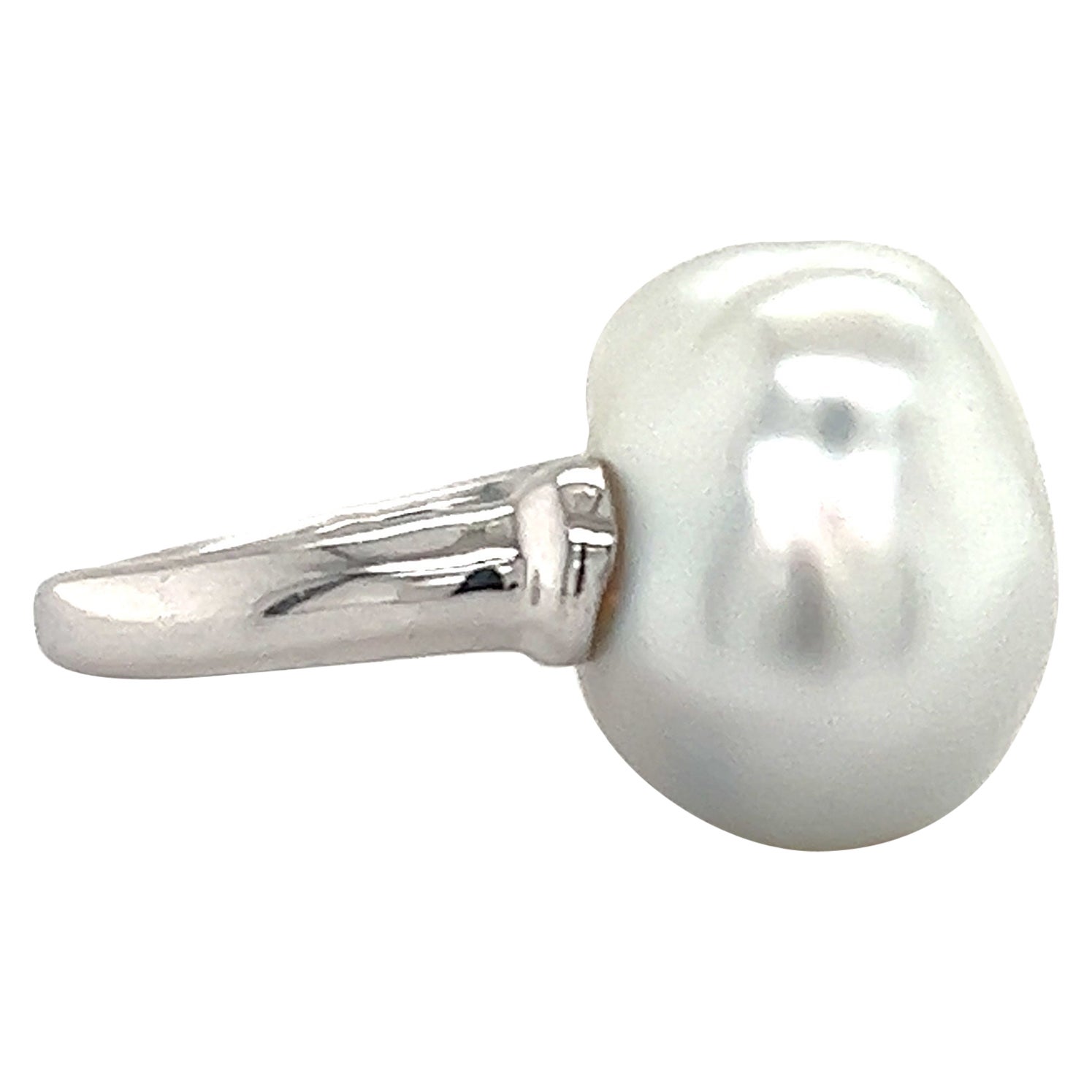 Mikimoto Baroque Pearl Tension Set 18k White Gold Ring For Sale