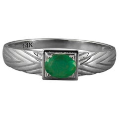 14 K Gold Mens Ring with Emerald