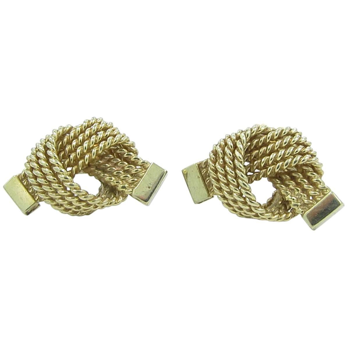 Tiffany & Co. Gold Love Knot Rope Earrings For Sale