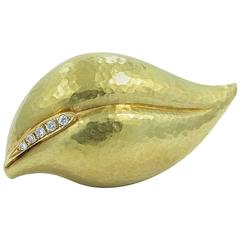 Tiffany & Co. Paloma Picasso Diamond Gold Leaf Brooch