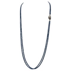Natural Blue Sapphire and Diamonds Necklace