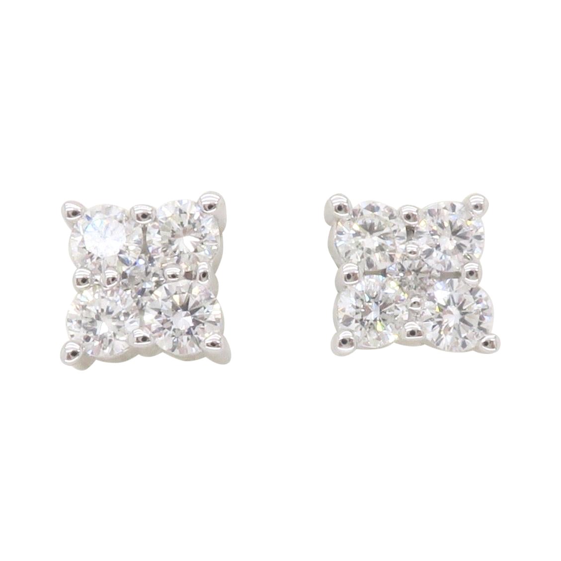 Cluster Diamond Stud Earrings For Sale