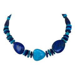 Marina J. 14k Yellow Gold, Turquoise & Lapis Lazuli Necklace