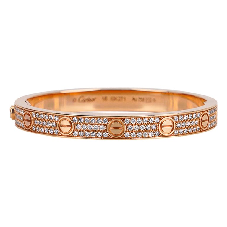 Cartier 18 Karat Rose Gold Factory Diamond Love Bracelet For Sale at  1stDibs | bracelet factory, cartier bracelet full diamond price, love bracelet  cartier rose gold