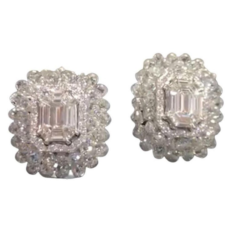Boucles d'oreilles en or blanc 18 carats avec briolette et illusion de diamants PANIM