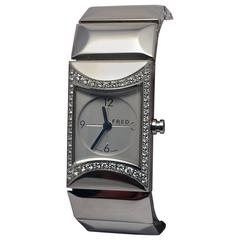 Fred Ladies Stainless Steel Diamond Quartz Wristwatch