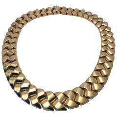 Beautiful Italian Gold Basket Weave Necklace