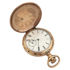 Antike vergoldete Taschenuhr mit Jägergehäuse, signiert Illinois Watch Case Co