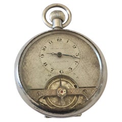 Antique Swiss Made Silver Plated Pocket Watch with Visible Escapement