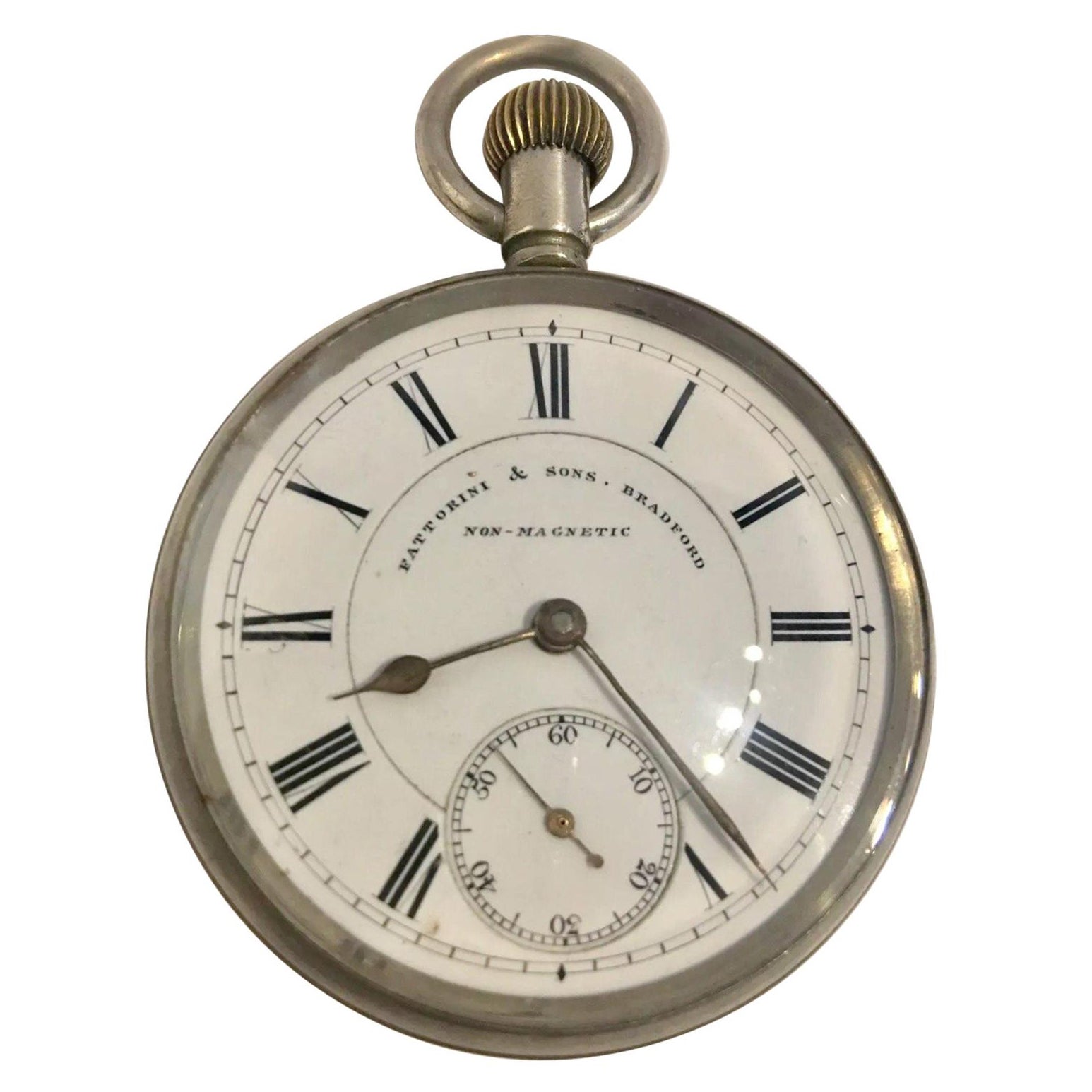 Antique Waltham Mass Pocket Watch Signed Fattorini & Sons, Bradford Non Magnetic For Sale