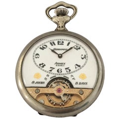 Antique Silver Plated Swiss 8 Day Hebdomas with Visible Escapement Pocket Watch