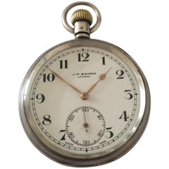 Antique J.W. Benson London Keyless Silver Pocket Watch