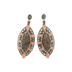 Carlo Viani Earrings featuring Chocolate Quartz Vanilla Diamonds Set in SLV