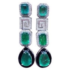 Gorgeous Ct 13, 79 of Zambia Emeralds and Diamonds on Earrings