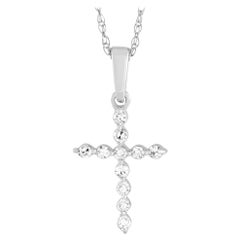 LB Exclusive 14K White Gold 0.09 Ct Diamond Cross Necklace