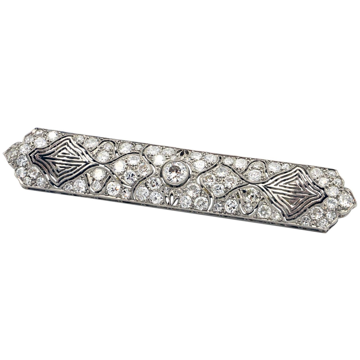 Unusual Art Deco Diamond Platinum Brooch