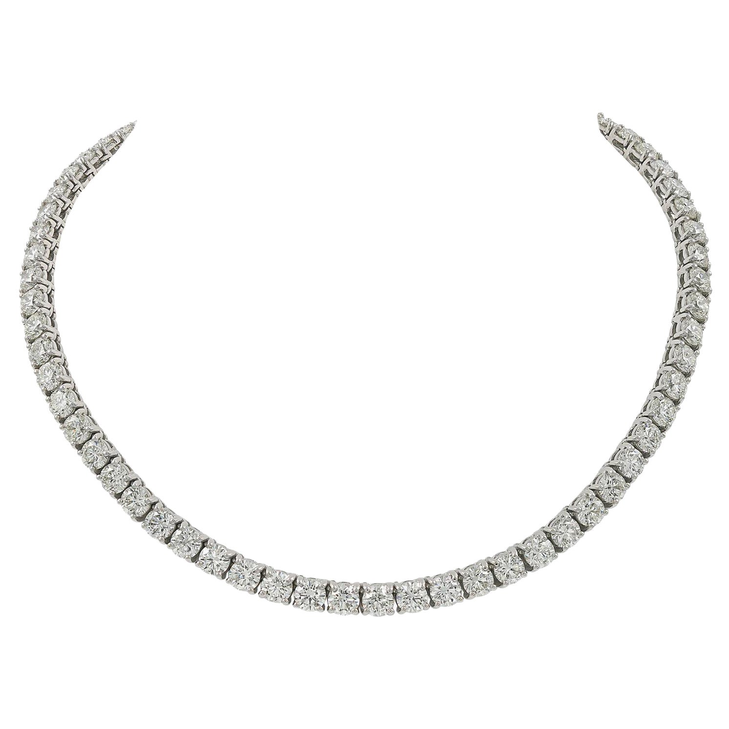 Spectra Fine Jewelry 47.60 Carat Diamond Tennis Necklace For Sale