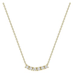 Collana con sei pietre curve in oro giallo 14k da 0,50 carati con diamanti rotondi Petite
