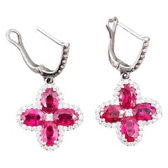 6.87 ct Natural Burma Ruby & Diamond Earrings