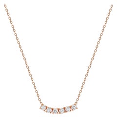 14k Rose Gold 0.25 Carat Petite Round Diamond Six Stone Curved Necklace