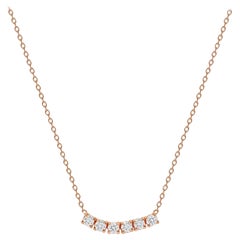 14k Rose Gold 0.50 Carat Petite Round Diamond Six Stone Curved Necklace