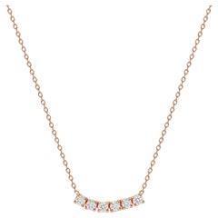 14k Rose Gold 0.75 Carat Petite Round Diamond Six Stone Curved Necklace