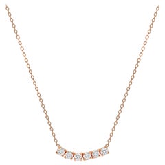 14k Rose Gold 1 Carat Petite Round Diamond Six Stone Curved Necklace