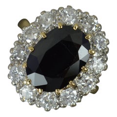 Grande anello a grappolo in oro 18 ct con zaffiro e diamante da 1,5 ct e design Lady Diana