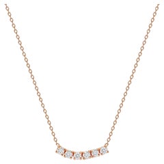 14k Rose Gold 2 Carat Petite Round Diamond Six Stone Curved Necklace