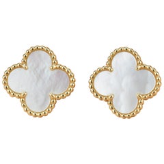 Van Cleef & Arpels Vintage Alhambra Mother of Pearl Gold Earrings