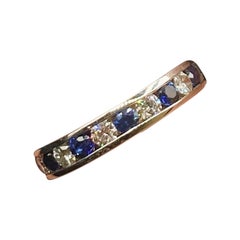 Fantastic Channel Set Blue Sapphires and Diamond Band