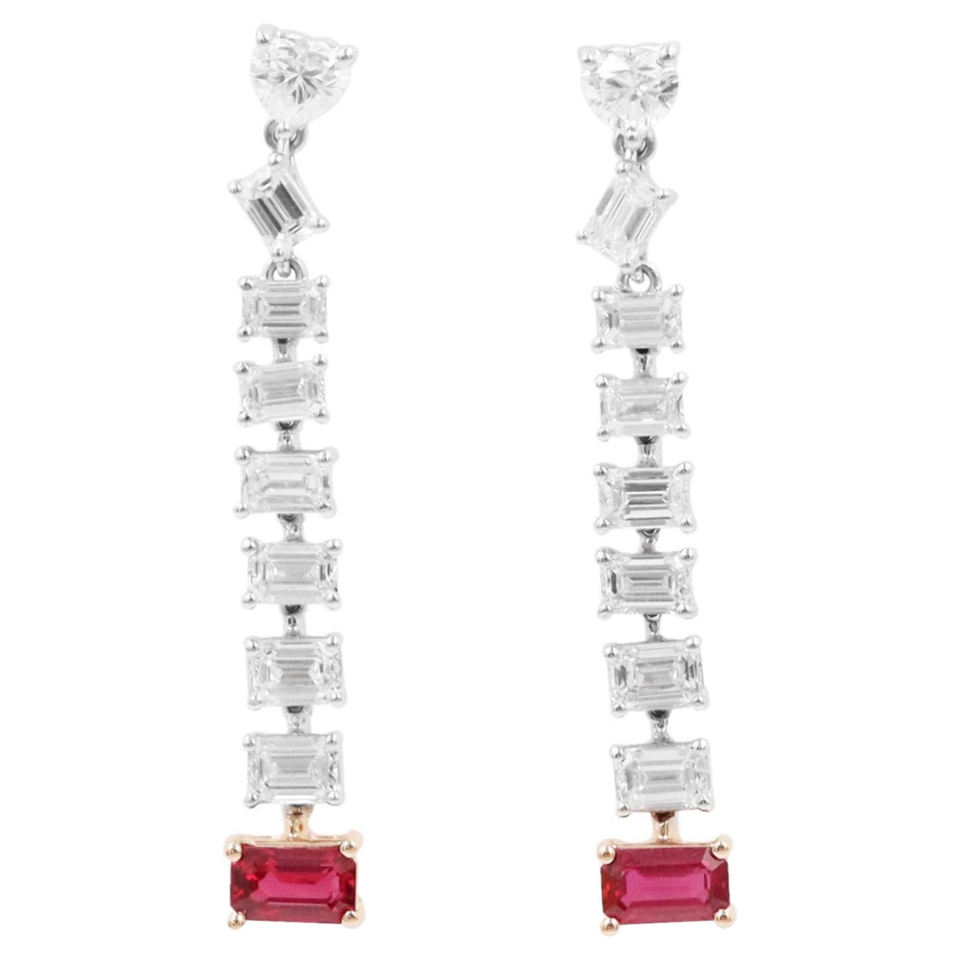 Emilio Jewelry 3.27 Carat Ruby Diamond Earrings For Sale