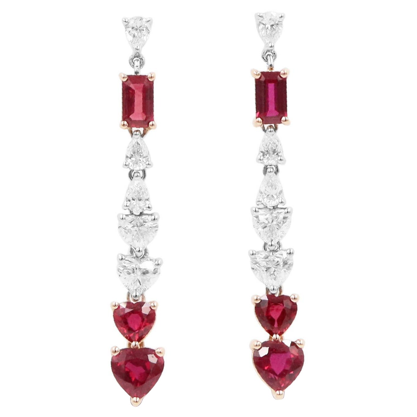 Emilio Jewelry 3.58 Carat Ruby Diamond Earrings For Sale