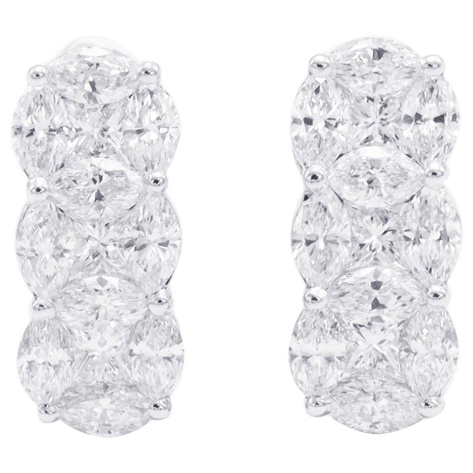 Emilio Jewelry 4.56 Carat Fancy Cut Diamond Huggies For Sale