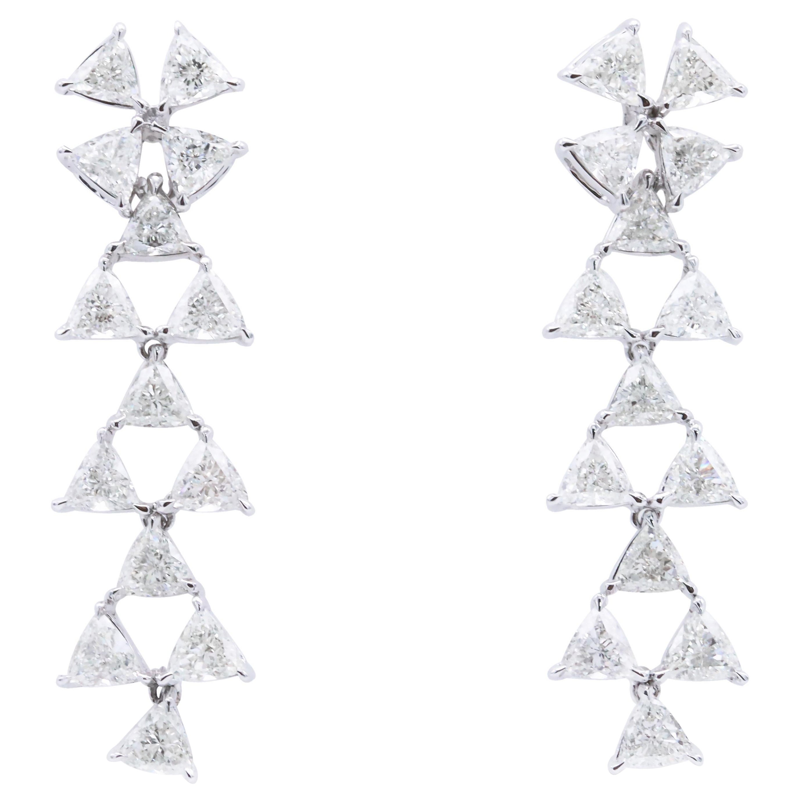 Emilio Jewelry 4.15 Carat Trilliant Cut Diamond Earring For Sale
