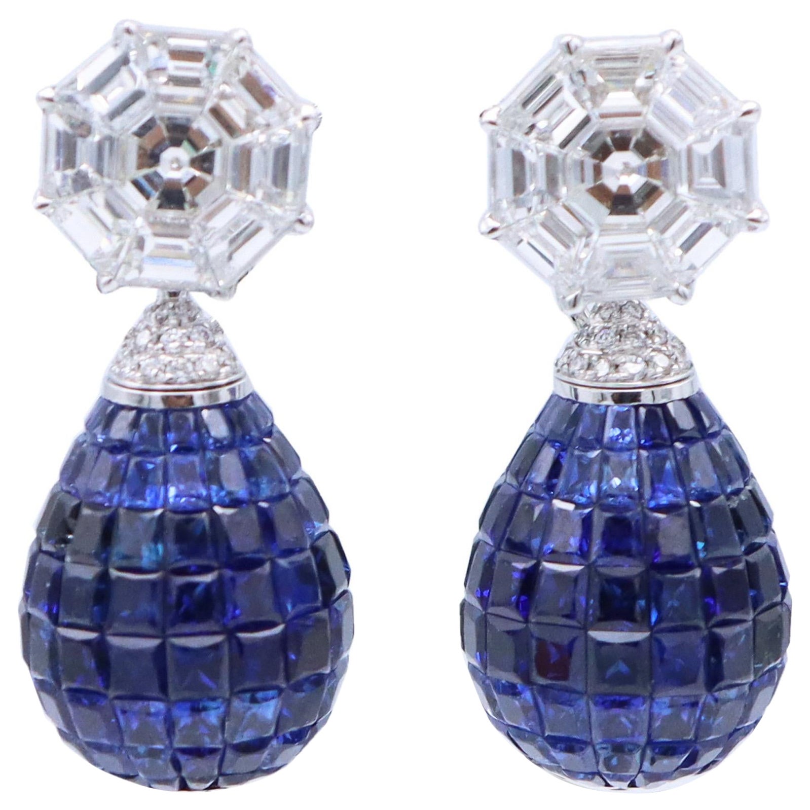 Emilio Jewelry 23.97 Carat Sapphire Diamond Earrings