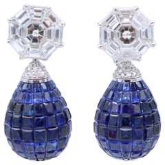 Emilio Jewelry 23.97 Carat Sapphire Diamond Earrings