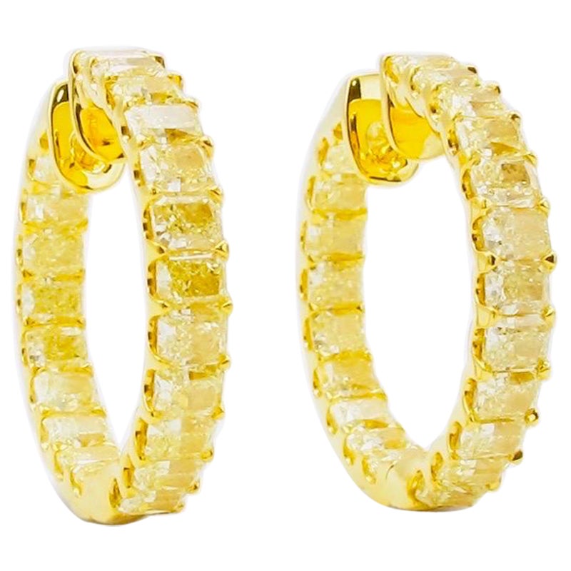 Emilio Jewelry 8.64 Carat Yellow Diamond Hoop Earrings 