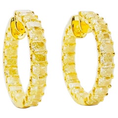 Emilio Jewelry 8.64 Carat Yellow Diamond Hoop Earrings 