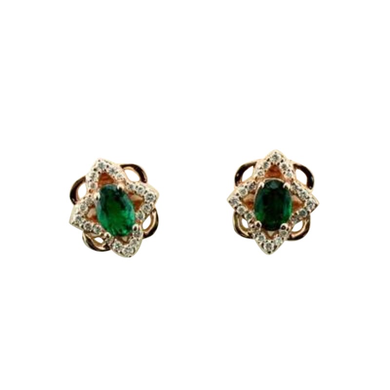 Le Vian Earrings Featuring Costa Smeralda Emeralds Vanilla Diamonds Set  For Sale
